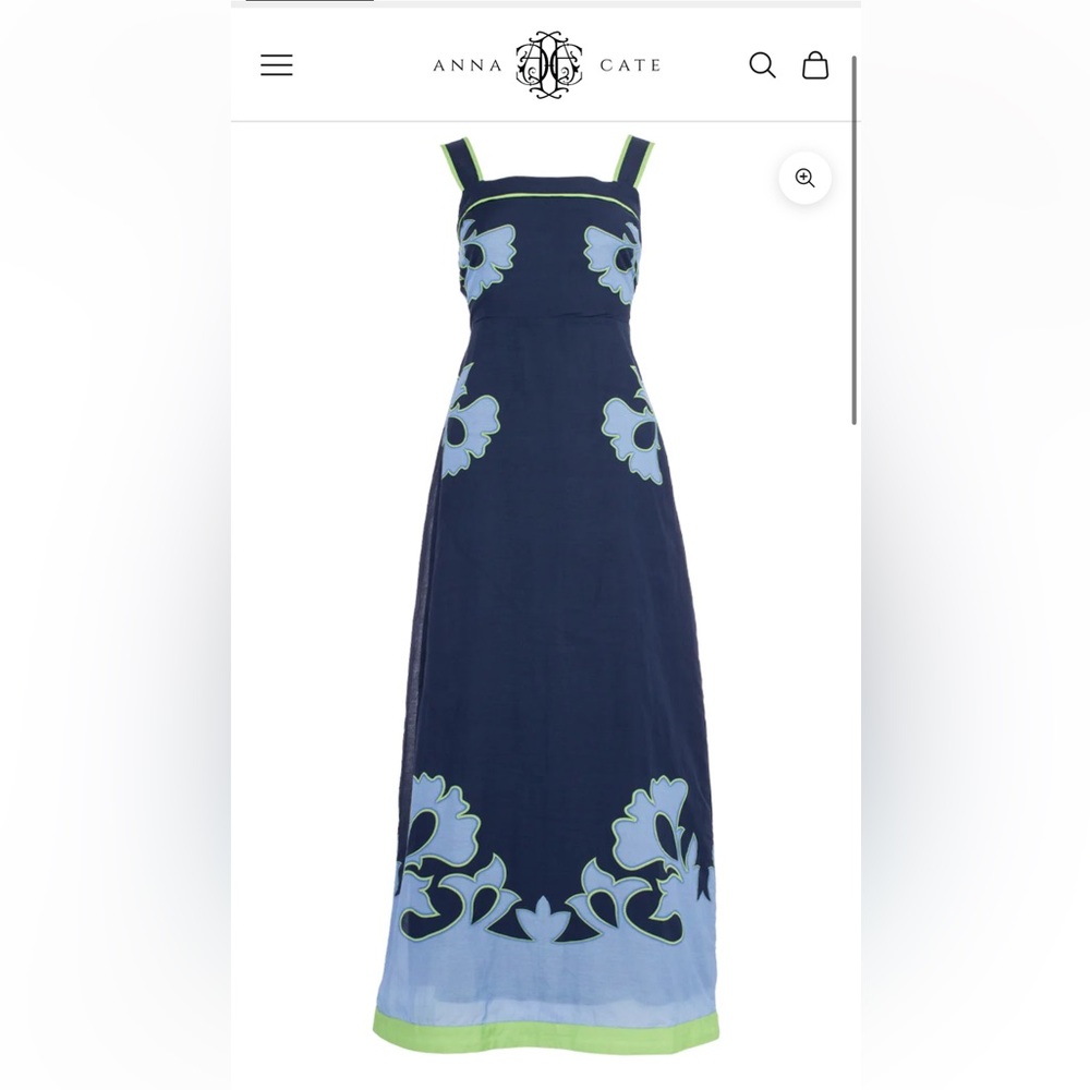 Navy Blue Floral Maxi Dress Anna Cate